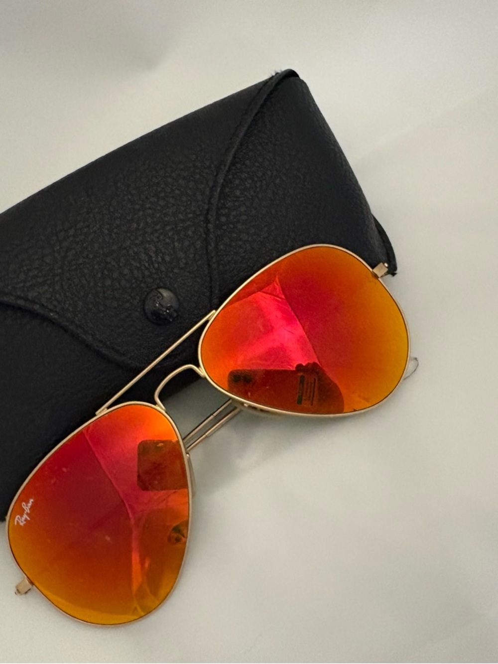 VINTAGE Ray Ban Aviator Sunglasses - Orange Mirrored Lenses